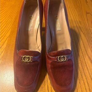 Gucci Women's Red Leather/Suede Vintage heels